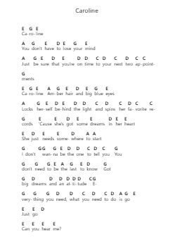 Caroline पियानो पत्र नोट्स द्वारा Briston Maroney - Arr.Huttbins