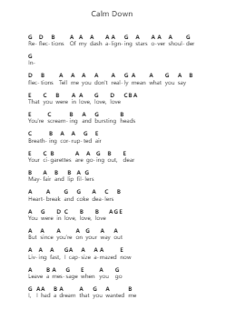 Calm Down Piano letter notes by EDEN (The Eden Project) - Arr.Sajoy