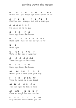 Burning Down The House 피아노 악보 Talking Heads - 편곡 Doulow