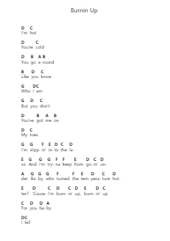 Burnin Up 钢琴字母谱由 Jonas Brothers - 编曲 Boothmore Petwald