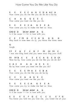 How Come You Do Me Like You Do Piano letter notes by Davy Graham - Arr.Quingar