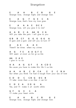 Strangelove Piano letter notes by Depeche Mode - Arr.Chadving
