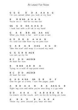 At Least For Now Piano letter notes by Justin Bieber - Arr.Lewcar