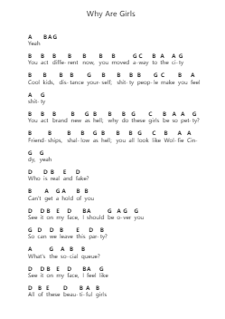 Why Are Girls 鋼琴字母譜由 blackbear - 編曲 Serles