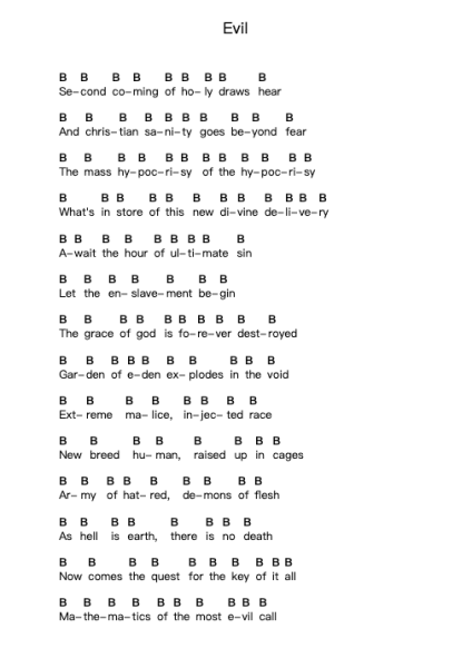 Evil 鋼琴字母譜由 Infestdead - 編曲 Stilhan Dalter
