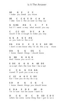 Is It The Answer Piano letter noten van Reality Club - Arr.Losopp Webslin
