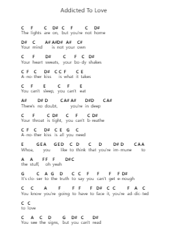 Addicted To Love 鋼琴字母譜由 Robert Palmer - 編曲 Greydre Keithburne