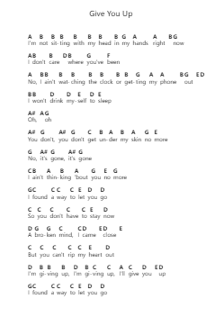 Give You Up 鋼琴字母譜由 Dido - 編曲 Chrislus Edtience