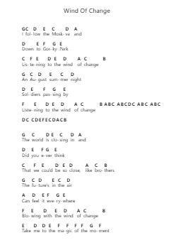 Wind Of Change 钢琴字母谱由 Scorpions - 编曲 Dierclaude Hedwill