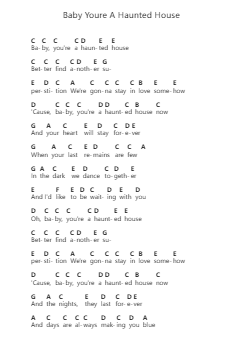 Baby Youre A Haunted House 钢琴字母谱由 Gerard Way - 编曲 Joannes Nohan