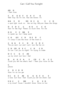 Can I Call You Tonight 피아노 악보 Dayglow - 편곡 Fanbrow Douggreve