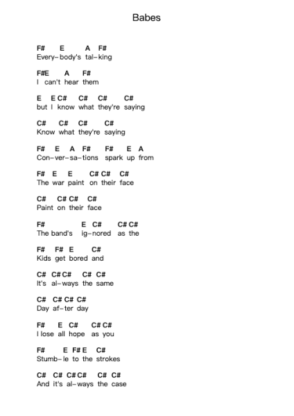 Babes Piano letter notes by Hockey Dad - Arr.Bellper Cowcolm
