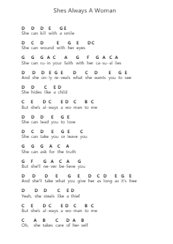 Shes Always A Woman Nota surat piano oleh Billy Joel - Arr.Snowcol