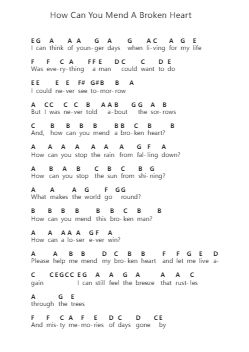 How Can You Mend A Broken Heart Nota surat piano oleh Bee Gees - Arr.Bowsibyl Twainses