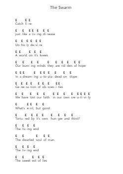 The Swarm Notes de lettres de piano par At the Gates - Arr.Beckfey Earlnice