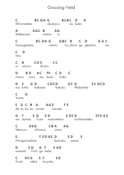 Crossing Field Piano letter notes by LiSA - Arr.Bellper Cowcolm
