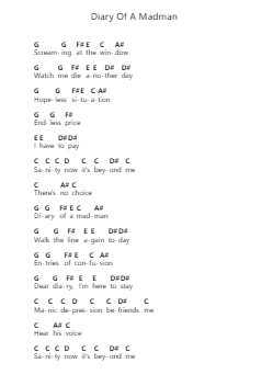 Diary Of A Madman Nota surat piano oleh Ozzy Osbourne - Arr.Montbrook