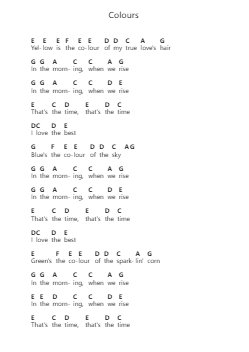 Colours Catatan huruf piano oleh Donovan - Arr.Prupert Cookegram