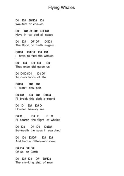 Flying Whales Piano letter notes by Gojira - Arr.Birdhearst