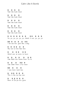 Calm Like A Bomb Piano letter notes by Rage Against the Machine - Arr.Woodcie Budad