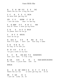 Here With Me Nuty fortepianowe w literach przez d4vd - Arr.Pulip