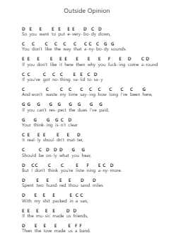 Outside Opinion Piano letter notes by Pulley - Arr.Brobrian Needve