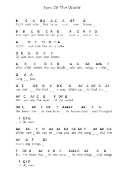 Eyes Of The World Nota surat piano oleh Grateful Dead - Arr.Chauburne Fowblair
