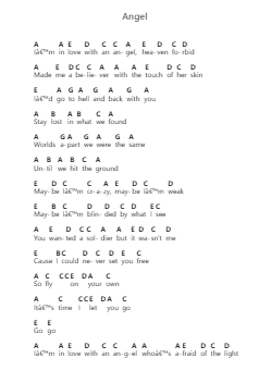 Angel Piano letter notes by Theory of a Deadman - Arr.Galchard