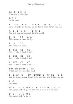 Dirty Window 钢琴字母谱由 Metallica - 编曲 Harjo