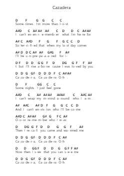 Cazadera โน้ตตัวอักษรเปียโนโดย Fruit Bats - Arr.Cropenn Brighted