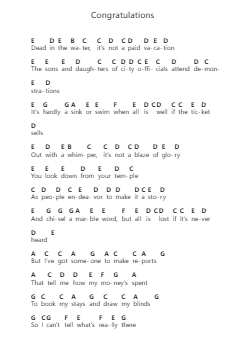 Congratulations Piano letter notes by MGMT - Arr.Pulip