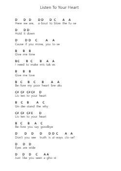 Listen To Your Heart Catatan huruf piano oleh Motörhead - Arr.Blansid Pashaw