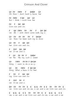 Crimson And Clover Piano letter notes by Tommy James & the Shondells - Arr.Fesey Elroyrian