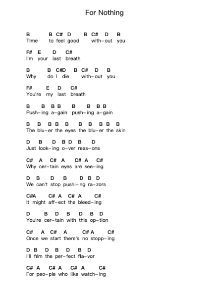 For Nothing Ghi chú đàn piano bởi Index Case - Arr.Terlew Trislouis