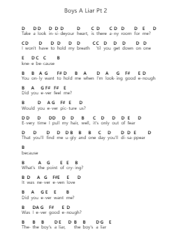 Boys A Liar Pt 2 पियानो पत्र नोट्स द्वारा PinkPantheress - Arr.Nanriah Obrook