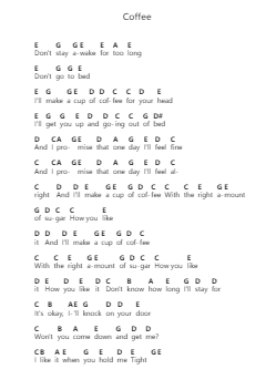Coffee Nota surat piano oleh beabadoobee - Arr.Freetein