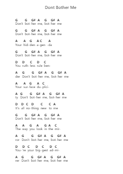 Dont Bother Me Piano letter notes by The Raconteurs - Arr.Davehume