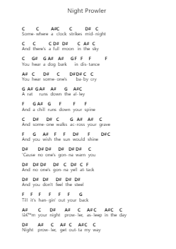 Night Prowler 钢琴字母谱由 AC/DC - 编曲 Croftsgreg