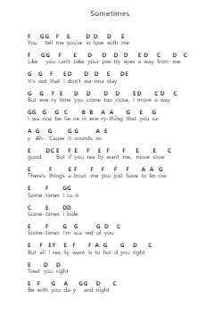 Sometimes पियानो पत्र नोट्स द्वारा Britney Spears - Arr.Burnebooth Theobel