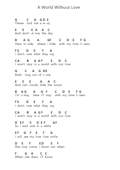 A World Without Love ピアノの音符 by Peter And Gordon - Arr.Georpir Manback