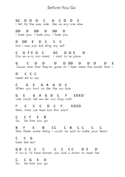 Before You Go Klavierbuchstaben-Noten von Lewis Capaldi - Arr.Feliet Wolfgia