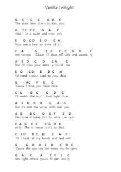 Vanilla Twilight Nota surat piano oleh Owl City - Arr.Regbob Diachols