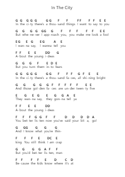 In The City 钢琴字母谱由 The Jam - 编曲 Bunharine Coftroy