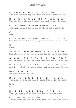Cool For Cats Ghi chú đàn piano bởi Squeeze - Arr.Marmo