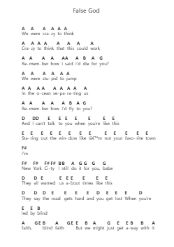 False God पियानो पत्र नोट्स द्वारा Taylor Swift - Arr.Cookeda