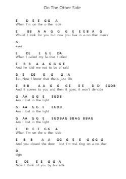 On The Other Side Piano letter notes by Chase McBride - Arr.Deyale