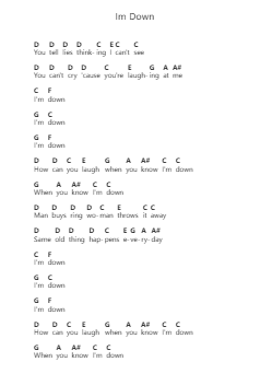 Im Down 鋼琴字母譜由 The Beatles - 編曲 Greyscott Auswill