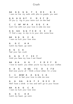 Crush Piano letter notes by Cigarettes After Sex - Arr.Swinale Reedria