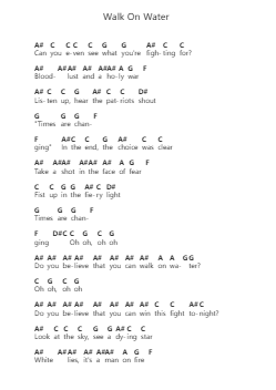Walk On Water โน้ตตัวอักษรเปียโนโดย Thirty Seconds To Mars - Arr.Motbrow