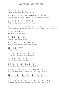 Lay All Your Love On Me Ghi chú đàn piano bởi ABBA - Arr.Gemgene